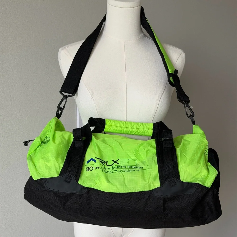 RLX Ralph Lauren Neon Green and Black Sport Packable Duffel Lightweight Bag